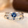Silver Sapphire Halo Ring