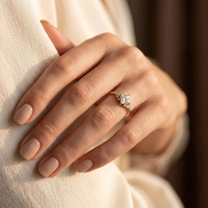 Gold Square Solitaire Ring