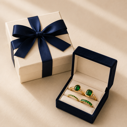 Gold Emerald Ring Set