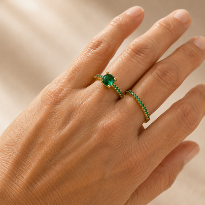 Serena Emerald Duo Ring Set Gold