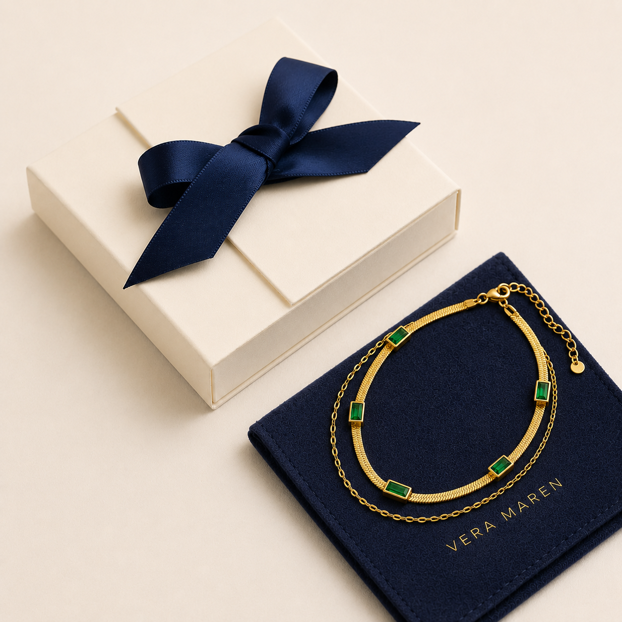 Sorella Gem Double-Layer Retro Necklace