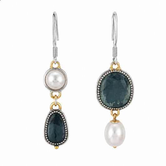Retro Blue Natural Stone Earrings