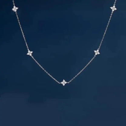 Gorgeous Flower Inlaid Zirconia Necklace