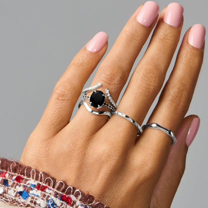Black Obsidian Black Spinel Ring - Harlow
