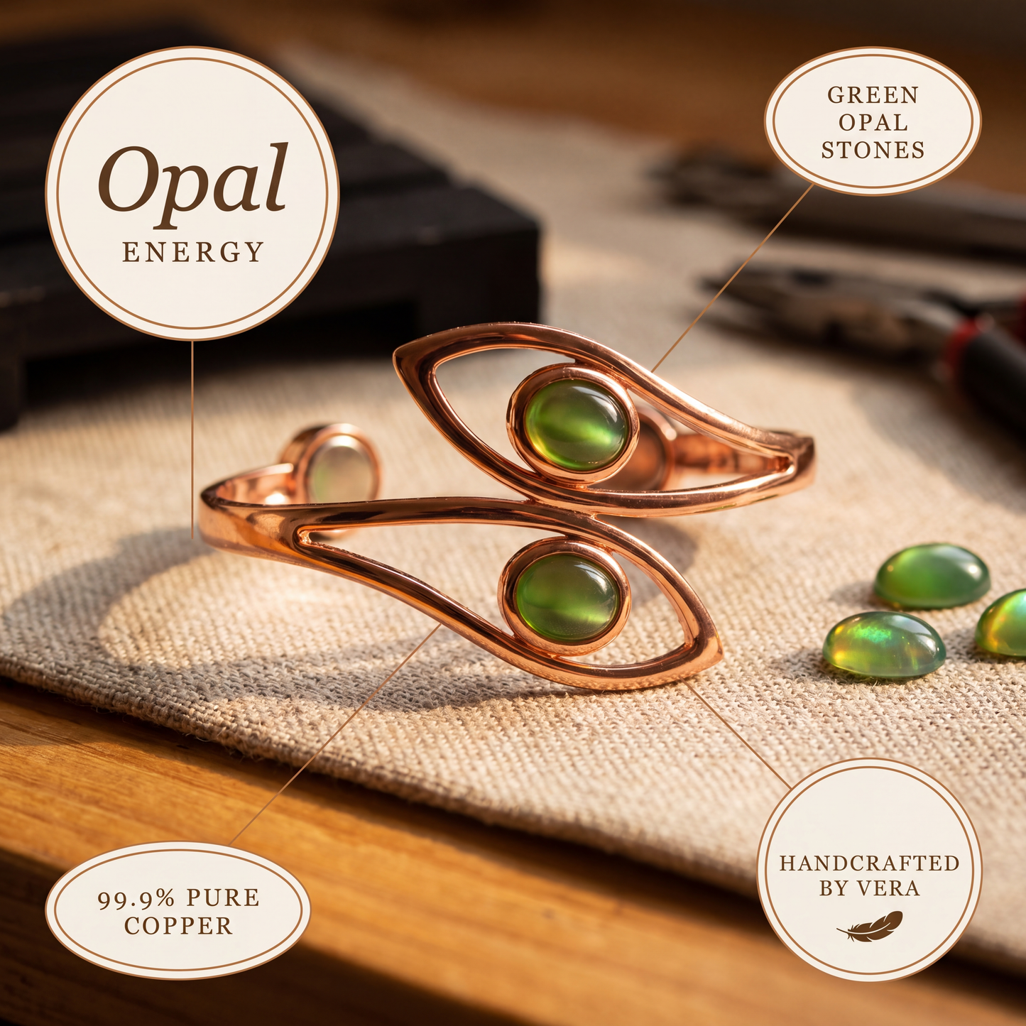 Vera's Opal Copper Bracelet