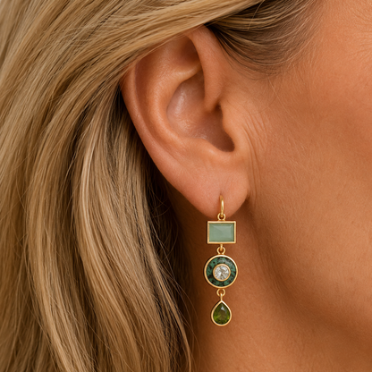 Retro Green Drop Earrings