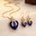 Gold Sapphire Heart Necklace and Earrings Set