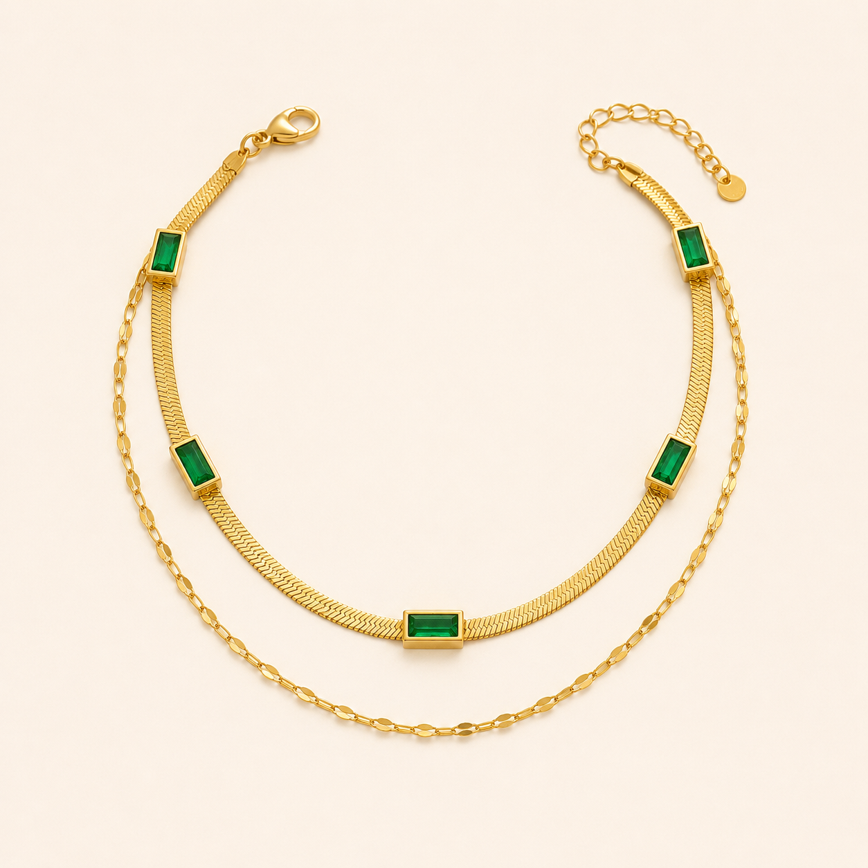 Sorella Gem Double-Layer Retro Necklace