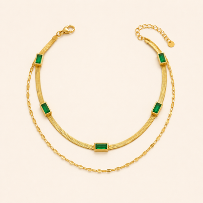Sorella Gem Double-Layer Retro Necklace