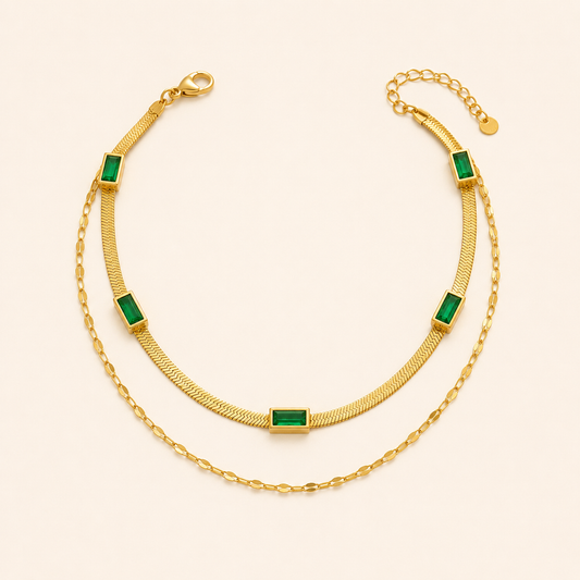 Sorella Gem Double-Layer Retro Necklace