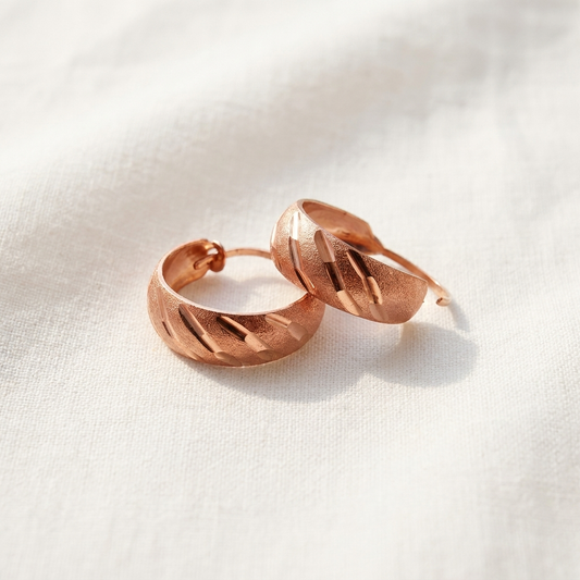 Vera's Vale Copper Earrings on white linen background