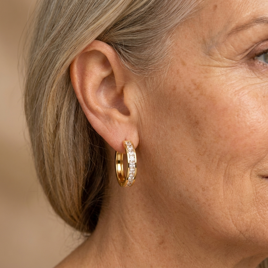 Luxe Gold Earrings with Crystals - worn