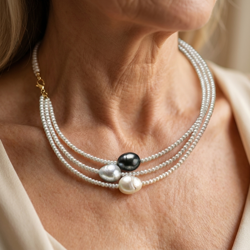 Natural Pearl Necklace - worn