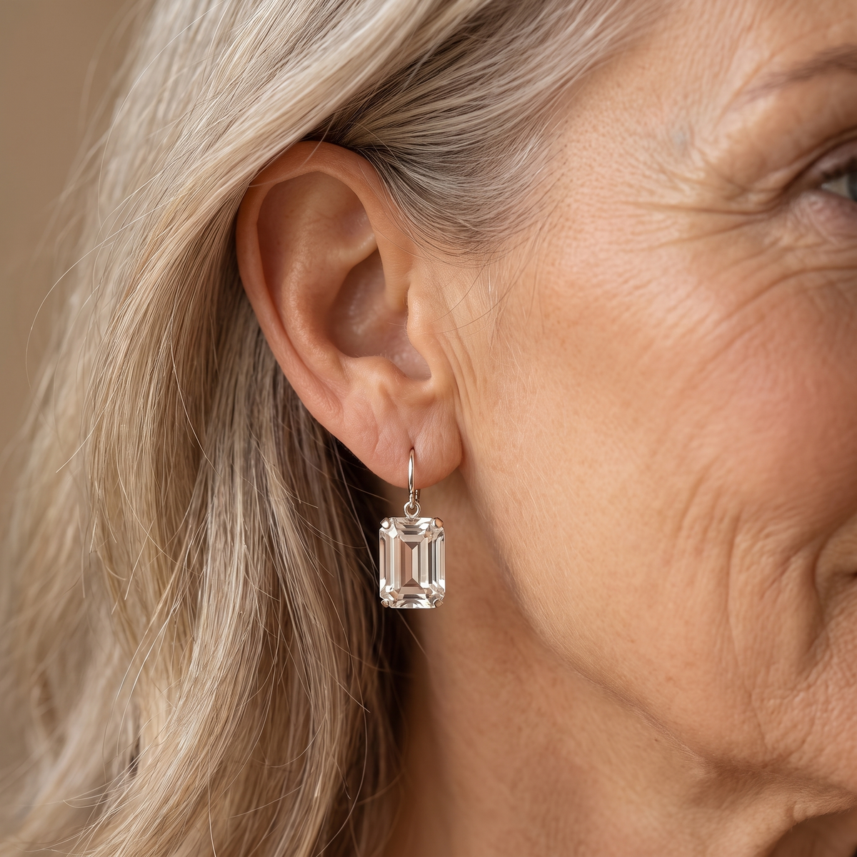 Vintage White Glass Earrings - worn