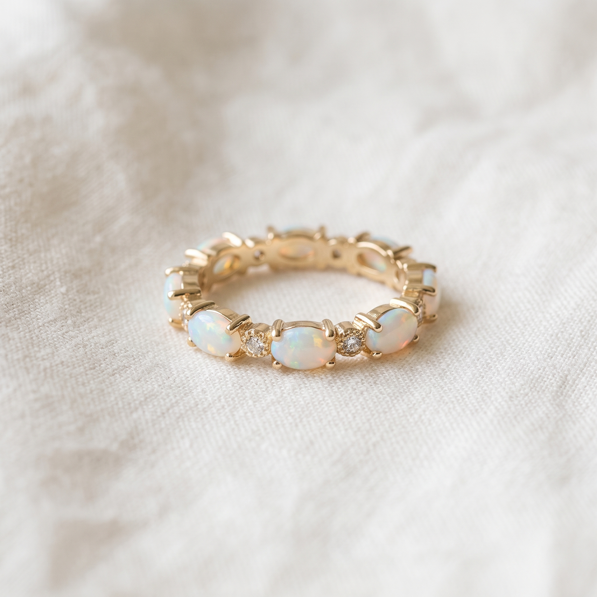 Vintage Gold Opal Eternity Ring - product photo