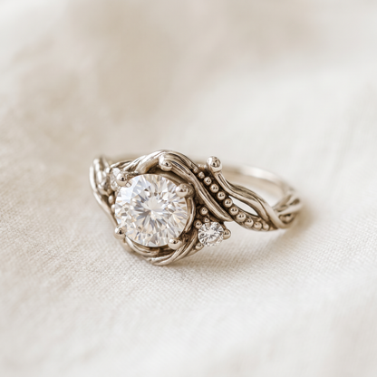 Elegant Silver Branch Zirconia Ring - product photo