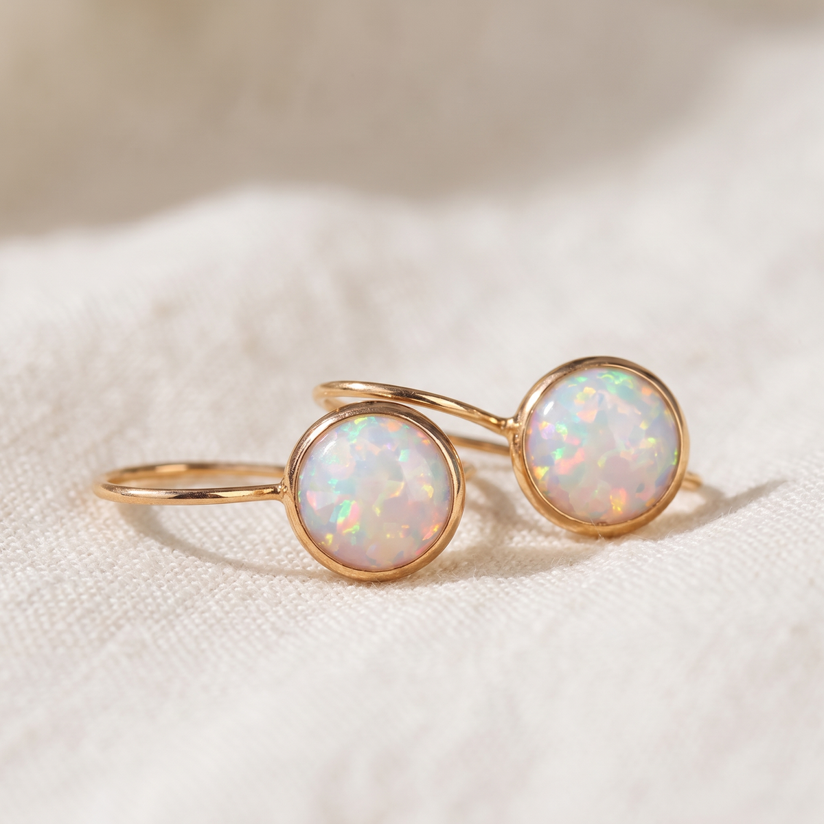 Vintage opal stone gold earrings - product photo