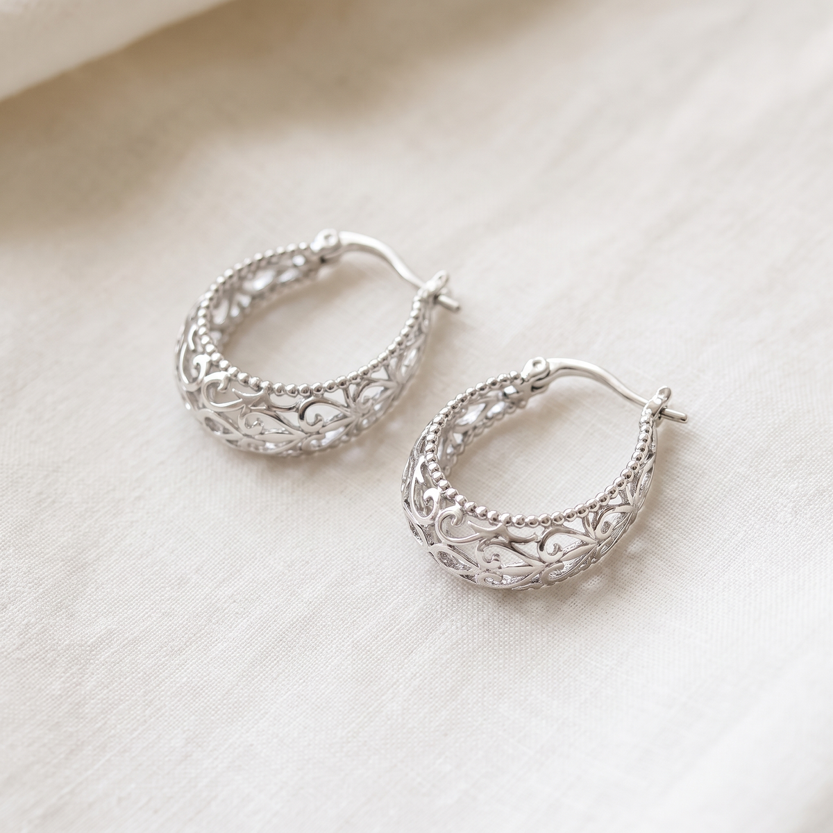 Ornate Heirloom Filigree Hoops - product photo