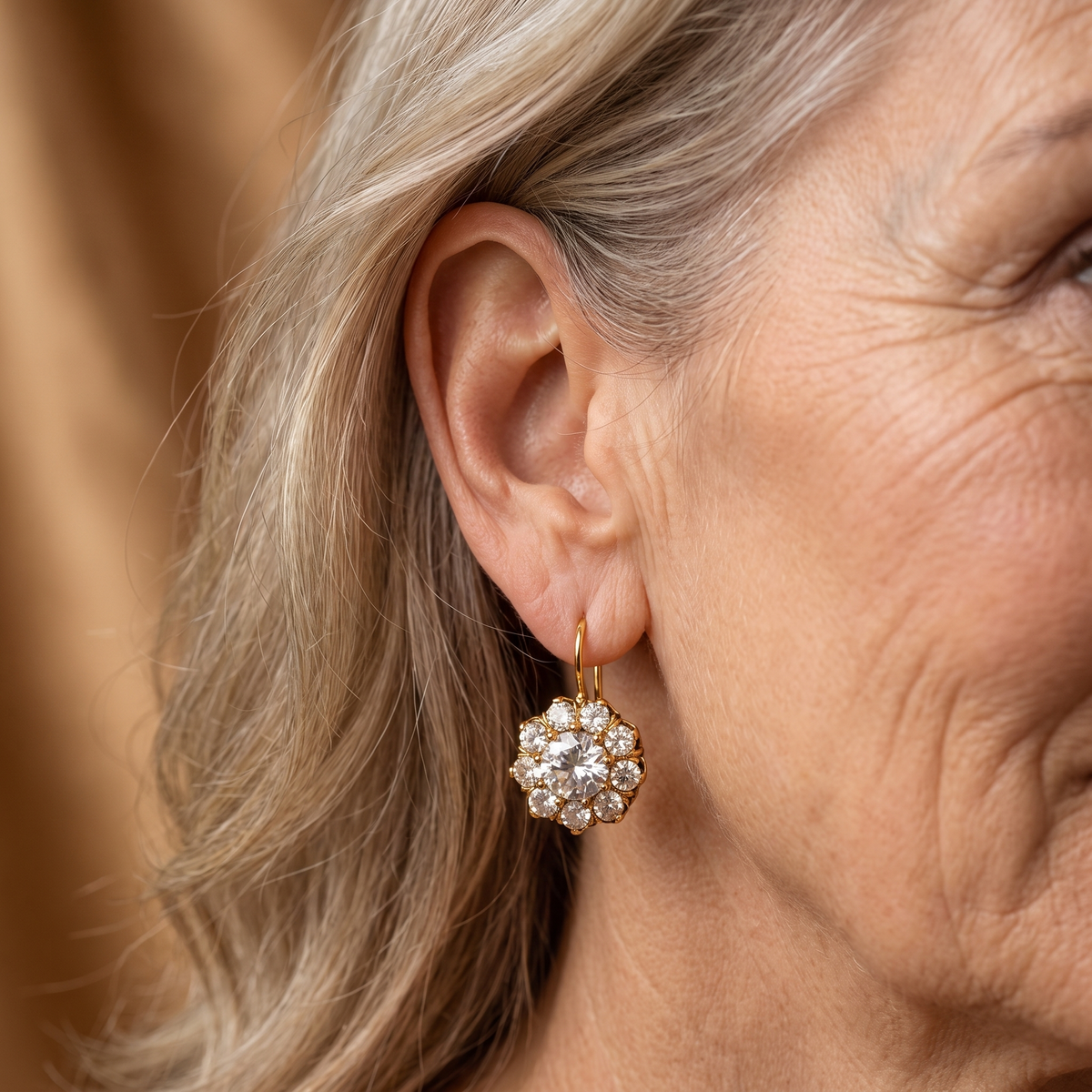 Luxe Vintage Zirconia Earrings - worn