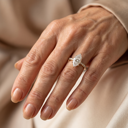 Luxury Marquise Diamond Ring Set in Gold - worn