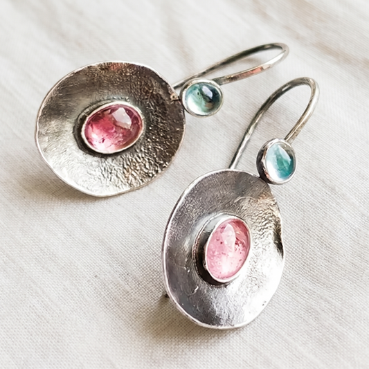 Vintage Bicolor Silver Earrings - product photo