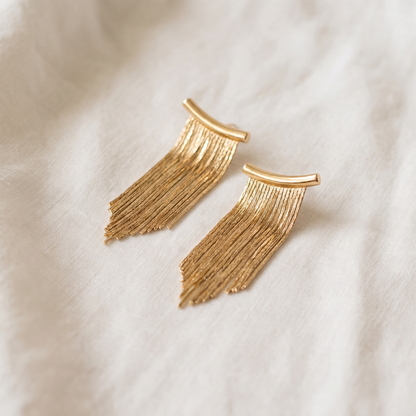 Vintage Golden Curtain Earrings - product photo
