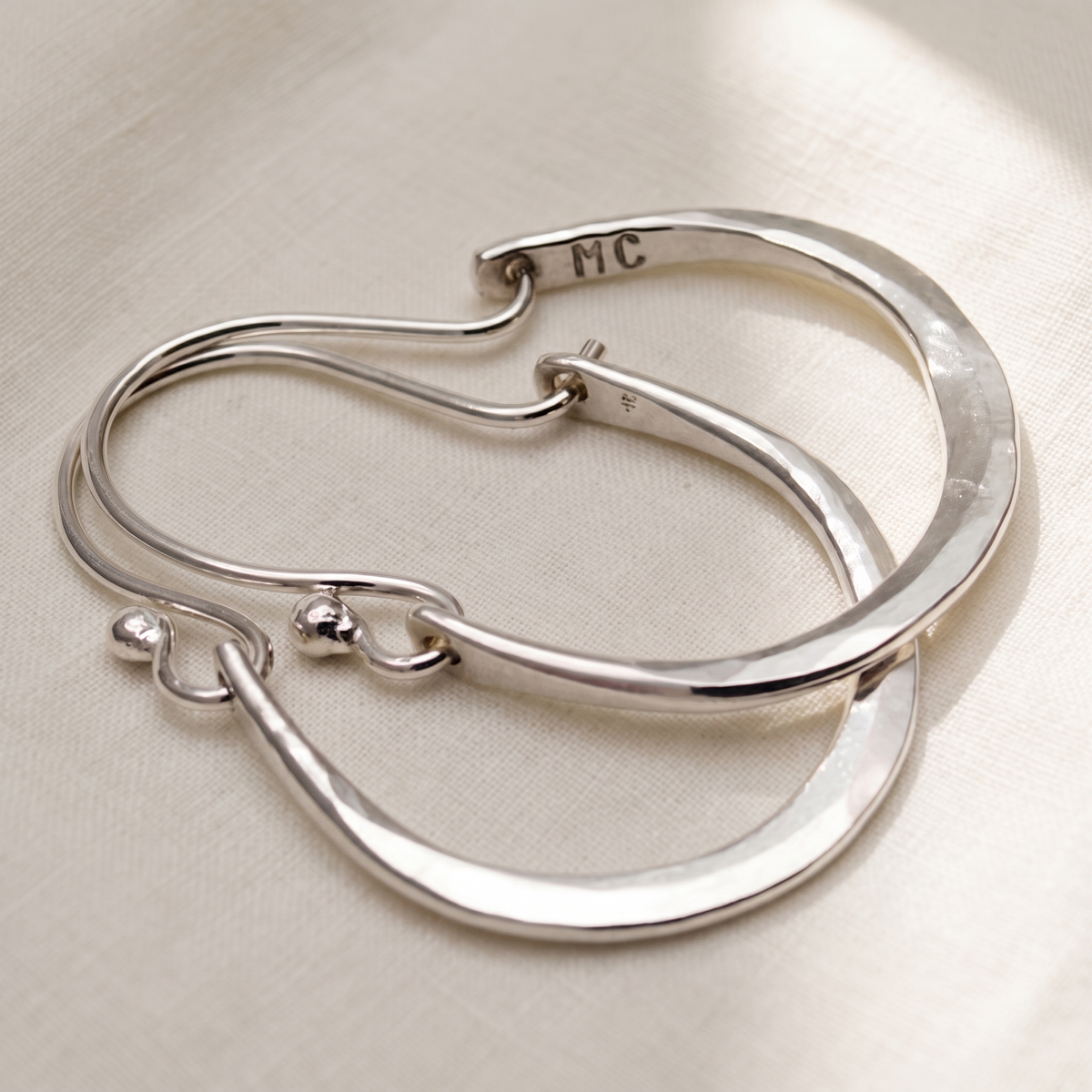 Vintage Silver Hoop Earrings - product photo