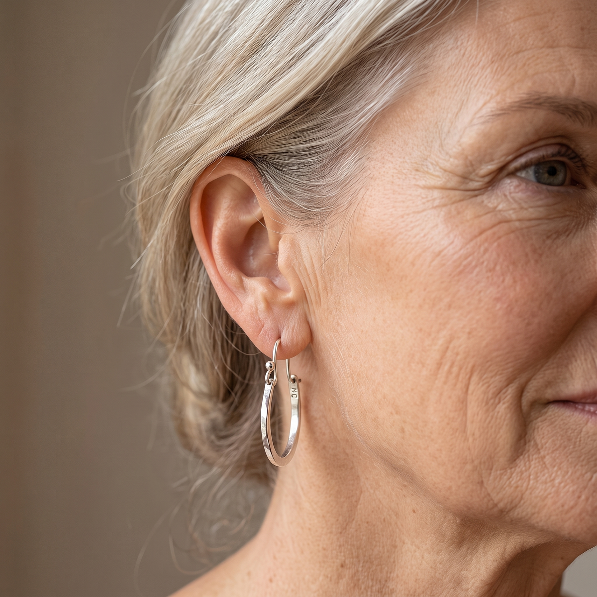 Vintage Silver Hoop Earrings - worn