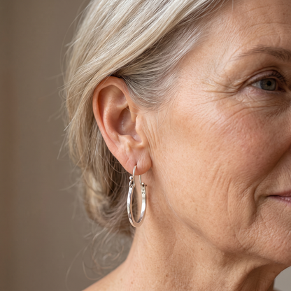 Vintage Silver Hoop Earrings - worn