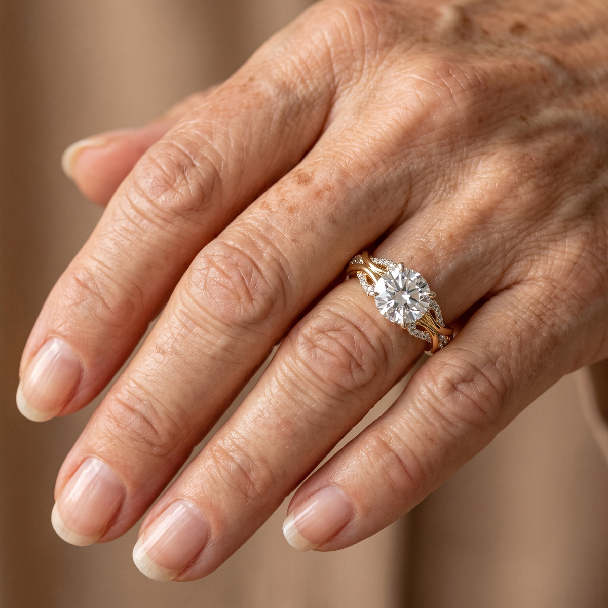Vintage Gold and Silver Crystal Ring - worn