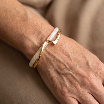 White opal elegant golden bracelet - worn