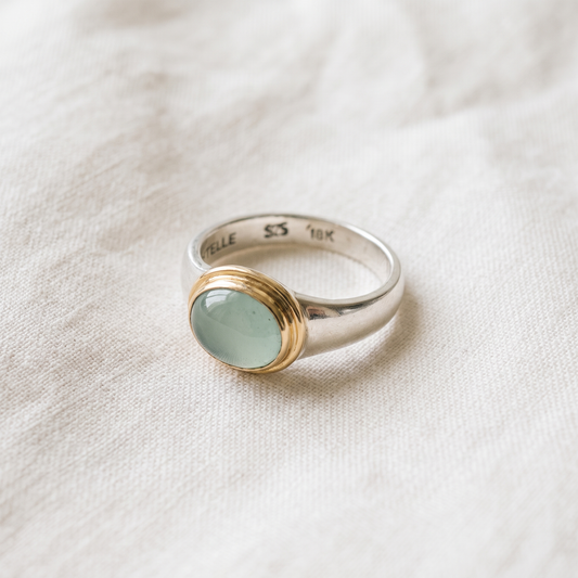 Silver Green Diamond Ring - product photo