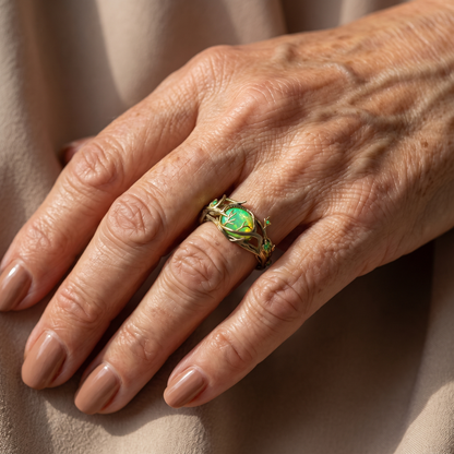 Green Opal Natural Ring - worn