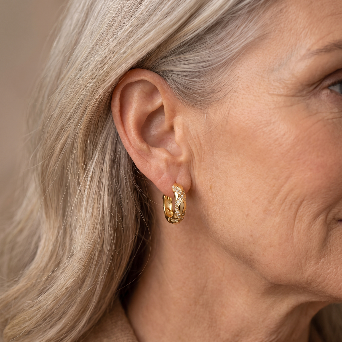 Timeless Radiance Luxe Hoop Earrings - worn