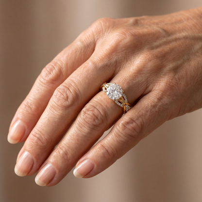 Marquise Diamond Gold Ring - worn