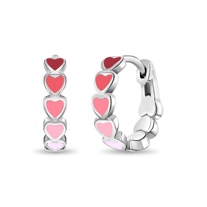 Heart Earrings Hoop Sterling Silver