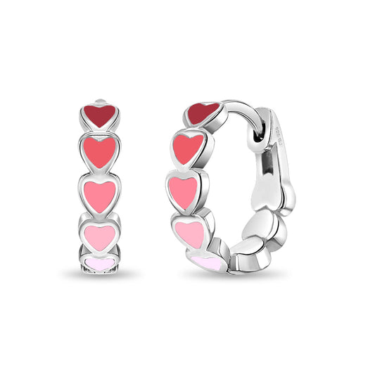 Heart Earrings Hoop Sterling Silver