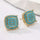 Synthetic Turquoise Square Stud Earrings