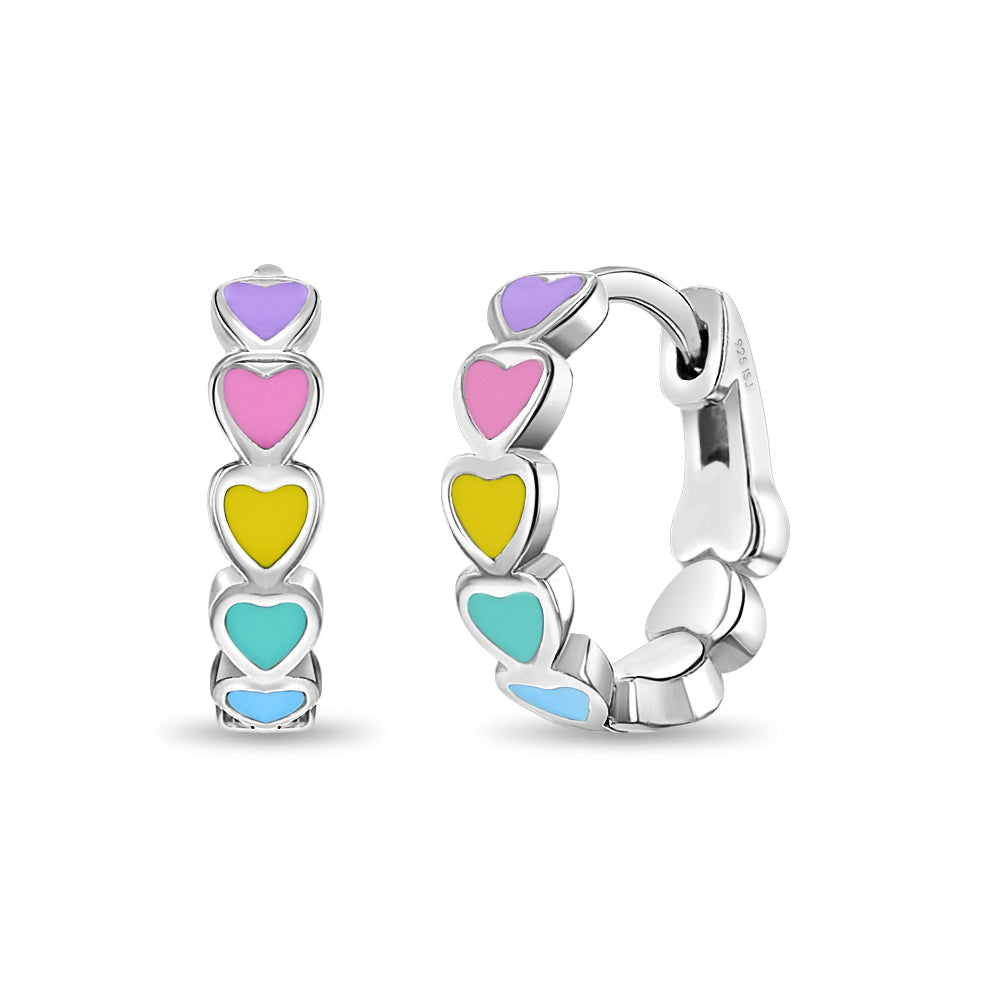 Heart Earrings Hoop Sterling Silver