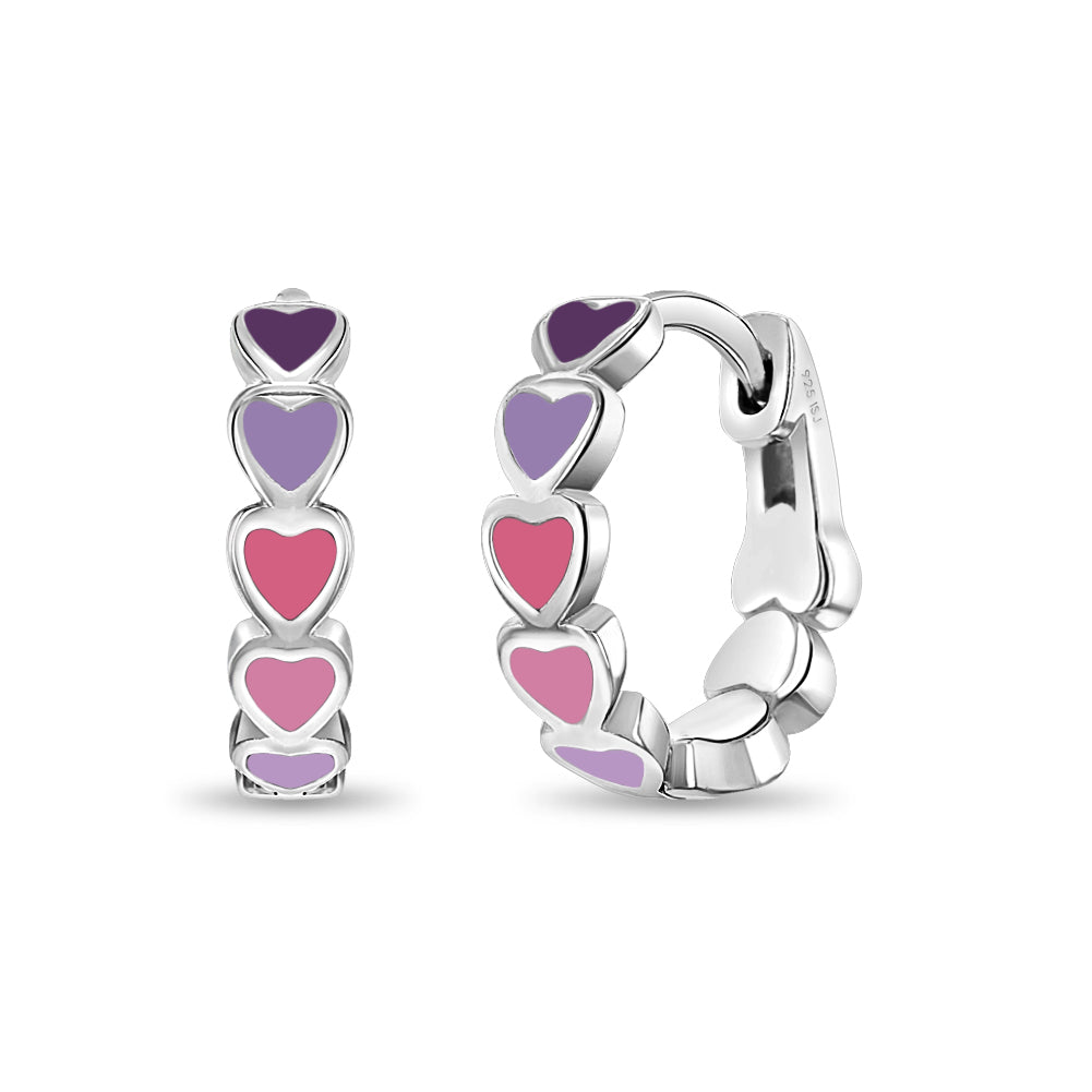 Heart Earrings Hoop Sterling Silver