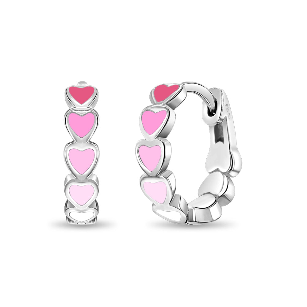 Heart Earrings Hoop Sterling Silver