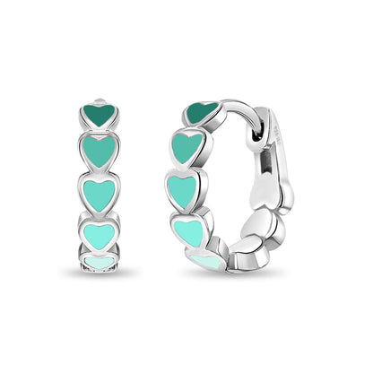 Heart Earrings Hoop Sterling Silver