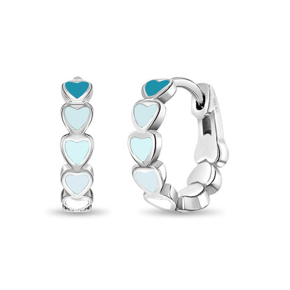 Heart Earrings Hoop Sterling Silver