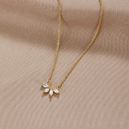 Omelia Sparkling Crystal Leaf Necklace
