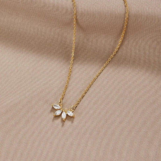 Omelia Sparkling Crystal Leaf Necklace